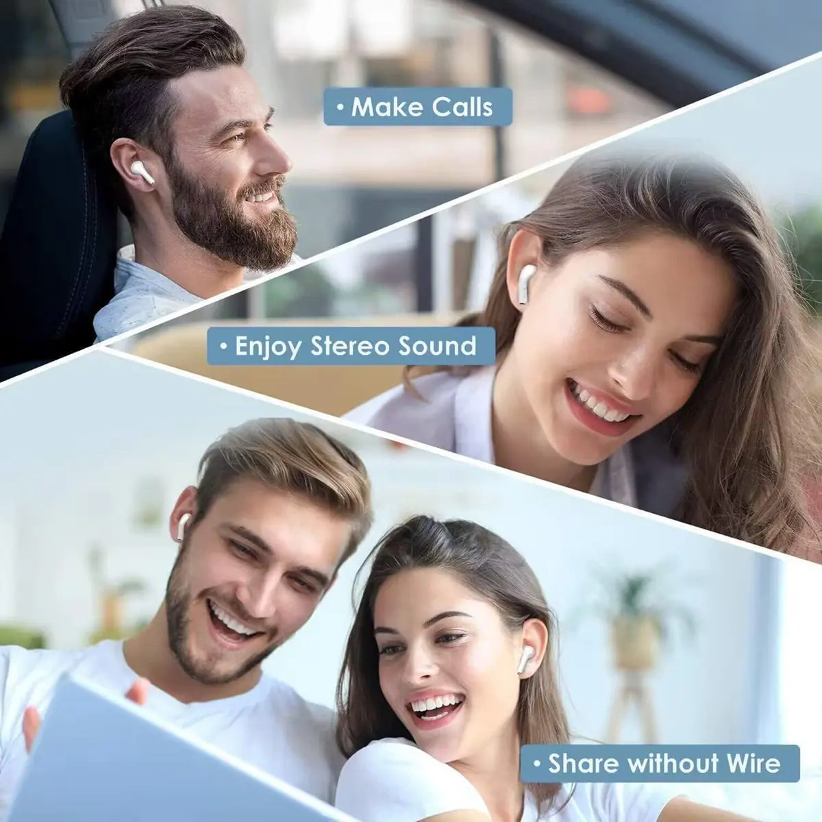 Bluetooth 5.3 Wireless Earbuds with 3D Stereo Sound and USB-C Fast Charging Case for Office, Sports, and Audio Calls - Long Battery Life and Hi-Fi Music Experience