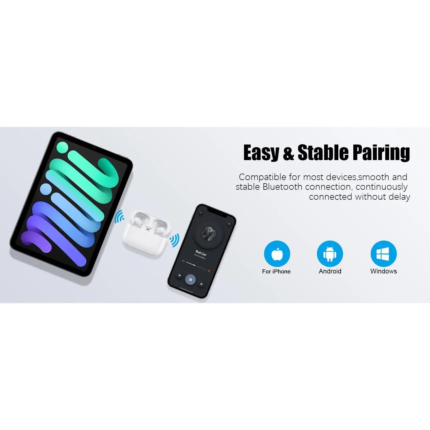 Bluetooth 5.3 Wireless Earbuds with 3D Stereo Sound and USB-C Fast Charging Case for Office, Sports, and Audio Calls - Long Battery Life and Hi-Fi Music Experience